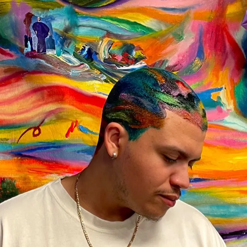 Rainbow painted hair design